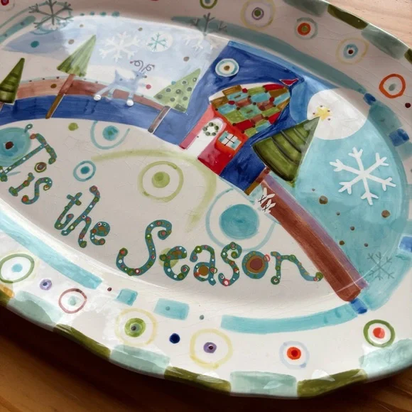 Natural Life Holiday Serving Platter Christmas Hosting Winter Kitchen Decor - Picture 2 of 9